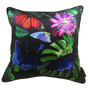 Hummingbird and Butterflies Silk Cushion