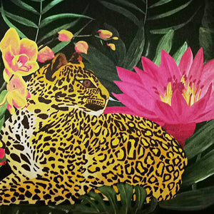 Fleurs Exotiques Silk Leopard Cushion - Pink: Seconds