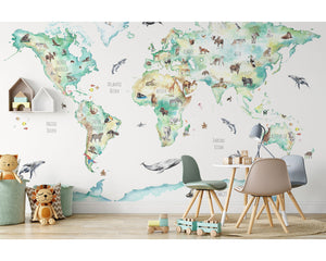 World Map Mural Wallpaper